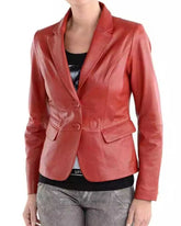 Women Genuine Leather Blazer Coat WB 08